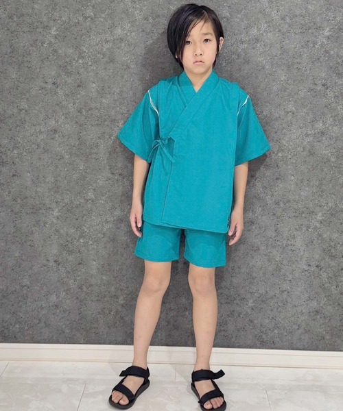 SHISKY（シスキー）の「ICE FABRIC 接触冷感　綿タッチ　甚平　ジンベイ（浴衣・キッズ・グレー/パープル/ネイビー/ブラック/チャコール/エメラルド・150/160/110/120/130/140）」の14枚目の写真