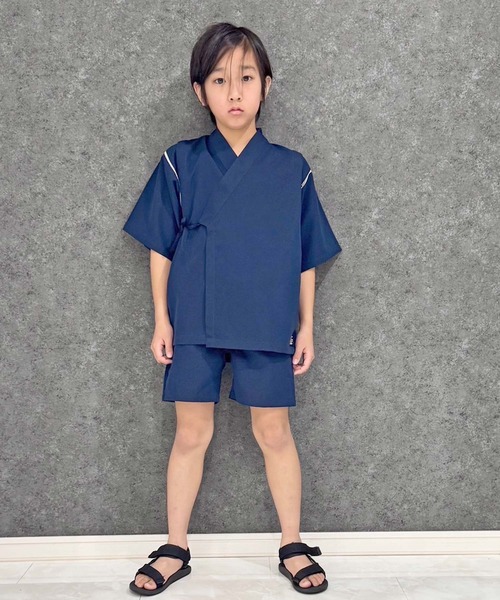 SHISKY（シスキー）の「ICE FABRIC 接触冷感　綿タッチ　甚平　ジンベイ（浴衣・キッズ・グレー/パープル/ネイビー/ブラック/チャコール/エメラルド・150/160/110/120/130/140）」の16枚目の写真