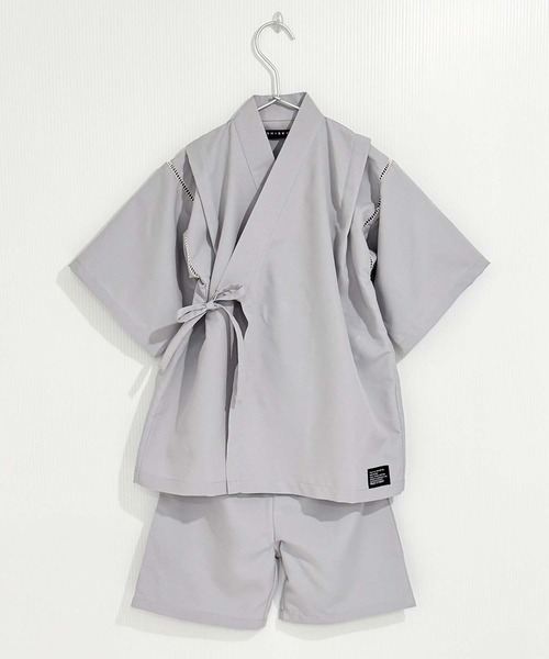 SHISKY（シスキー）の「ICE FABRIC 接触冷感　綿タッチ　甚平　ジンベイ（浴衣・キッズ・グレー/パープル/ネイビー/ブラック/チャコール/エメラルド・150/160/110/120/130/140）」の19枚目の写真