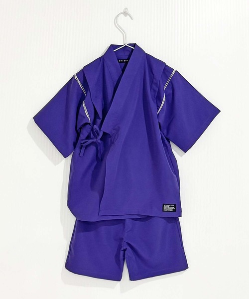 SHISKY（シスキー）の「ICE FABRIC 接触冷感　綿タッチ　甚平　ジンベイ（浴衣・キッズ・グレー/パープル/ネイビー/ブラック/チャコール/エメラルド・150/160/110/120/130/140）」の21枚目の写真