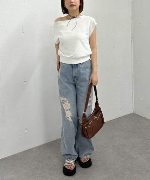 archives（アルシーヴ）の「フレンチオフショルスウェット（スウェット・レディース・グレー/オフホワイト/ネイビー・MEDIUM）」の17枚目の写真