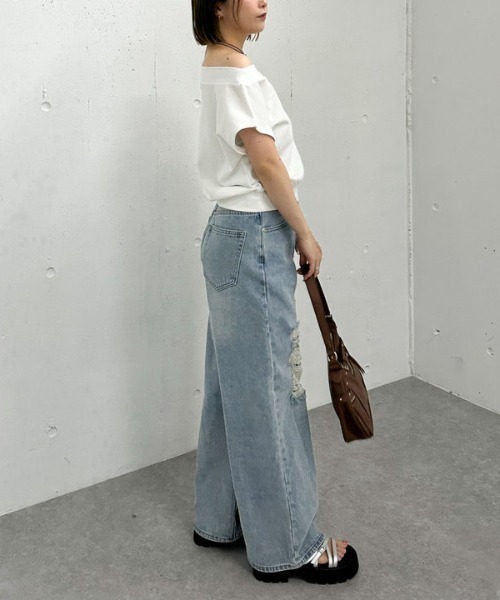 archives（アルシーヴ）の「フレンチオフショルスウェット（スウェット・レディース・グレー/オフホワイト/ネイビー・MEDIUM）」の18枚目の写真