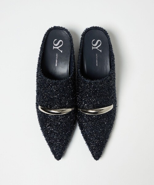 SY UNITED ARROWS(シーユナイテッドアローズ)の「<SY> ポインテッドインヒールウェッジミュール サンダル55↑(サンダル・レディース・オフホワイト/ブラック/ネイビー・22cm/22.5cm/23cm/23.5cm/24cm/24.5cm/25cm)」の1枚目の写真