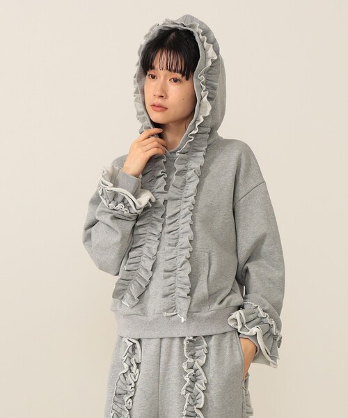 CAROLINA GLASER（カロリナ グレイサー）の「フリルスウェット フーディ（スウェット・レディース・グレー/ブラック・ONE SIZE）」の9枚目の写真