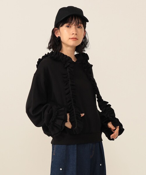 CAROLINA GLASER（カロリナ グレイサー）の「フリルスウェット フーディ（スウェット・レディース・グレー/ブラック・ONE SIZE）」の20枚目の写真