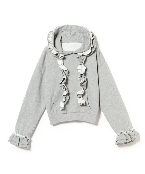 CAROLINA GLASER（カロリナ グレイサー）の「フリルスウェット フーディ（スウェット・レディース・グレー/ブラック・ONE SIZE）」の3枚目の写真