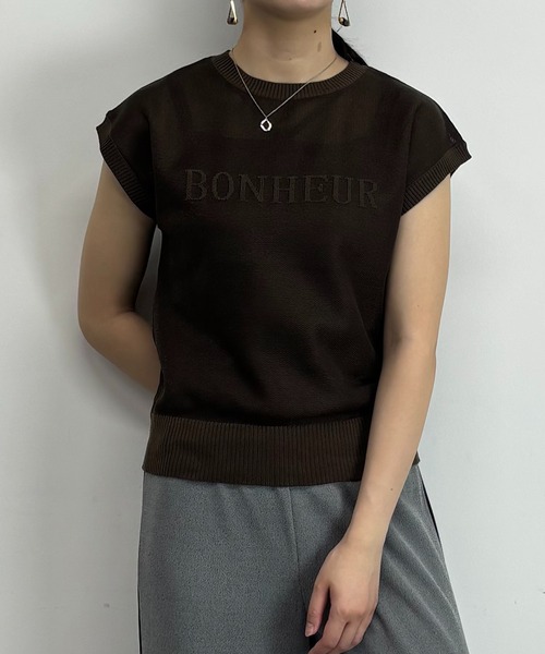 NICOLE white（ニコルホワイト）の「半袖ニットプルオーバー（ニット/セーター・レディース・ブラウン/グレー/ブラック・FREE）」の19枚目の写真