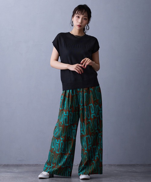 NICOLE white（ニコルホワイト）の「半袖ニットプルオーバー（ニット/セーター・レディース・ブラウン/グレー/ブラック・FREE）」の10枚目の写真