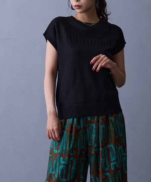 NICOLE white（ニコルホワイト）の「半袖ニットプルオーバー（ニット/セーター・レディース・ブラウン/グレー/ブラック・FREE）」の12枚目の写真