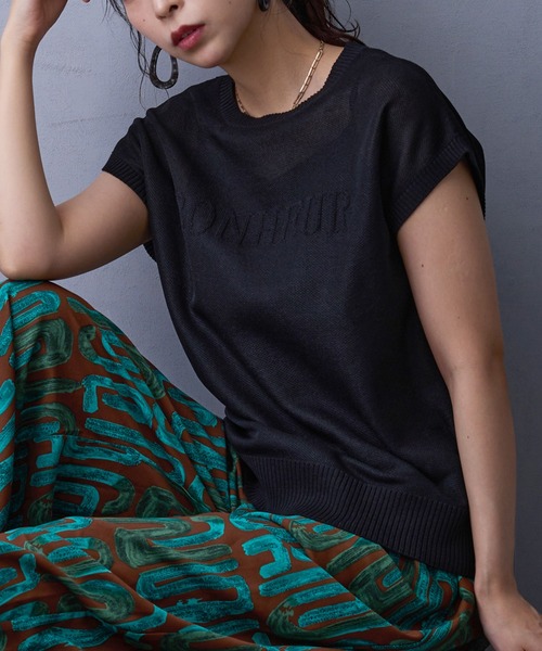 NICOLE white（ニコルホワイト）の「半袖ニットプルオーバー（ニット/セーター・レディース・ブラウン/グレー/ブラック・FREE）」の17枚目の写真