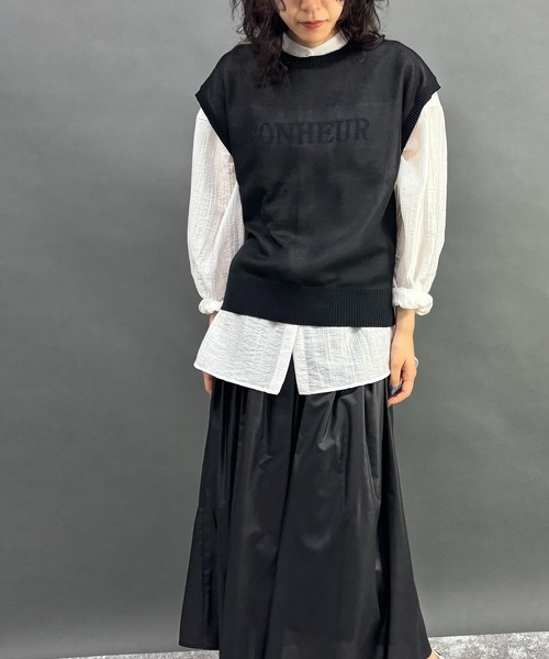 NICOLE white（ニコルホワイト）の「半袖ニットプルオーバー（ニット/セーター・レディース・ブラウン/グレー/ブラック・FREE）」の5枚目の写真