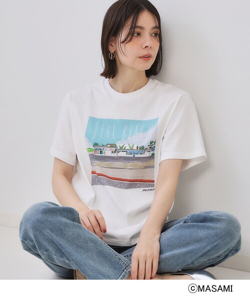 OPAQUE.CLIP(オペークドットクリップ)の「風景イラストプリントTシャツ(Tシャツ/カットソー・レディース・ブラック/ホワイト/ホワイト系1・38/40)」の2枚目の写真
