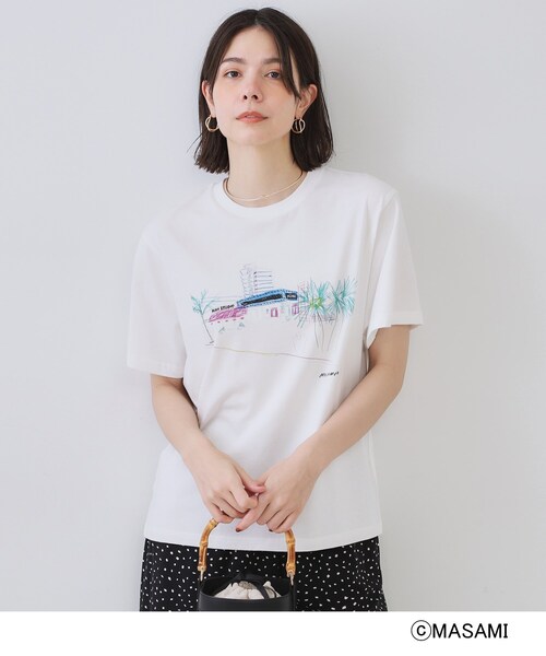 OPAQUE.CLIP(オペークドットクリップ)の「風景イラストプリントTシャツ(Tシャツ/カットソー・レディース・ブラック/ホワイト/ホワイト系1・38/40)」の1枚目の写真