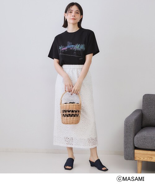 OPAQUE.CLIP(オペークドットクリップ)の「風景イラストプリントTシャツ(Tシャツ/カットソー・レディース・ブラック/ホワイト/ホワイト系1・38/40)」の9枚目の写真