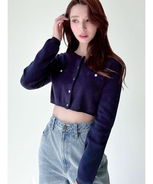 RESEXXY（リゼクシー）の「ハイゲージニットカーディガン（カーディガン/ボレロ・レディース・ホワイト/ピンク/ブラック/ネイビー・FREE）」の4枚目の写真