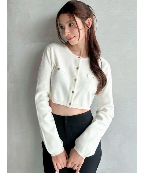 RESEXXY（リゼクシー）の「ハイゲージニットカーディガン（カーディガン/ボレロ・レディース・ホワイト/ピンク/ブラック/ネイビー・FREE）」の5枚目の写真