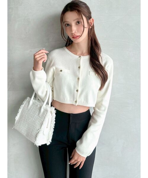 RESEXXY（リゼクシー）の「ハイゲージニットカーディガン（カーディガン/ボレロ・レディース・ホワイト/ピンク/ブラック/ネイビー・FREE）」の6枚目の写真