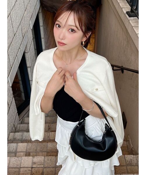 RESEXXY（リゼクシー）の「ハイゲージニットカーディガン（カーディガン/ボレロ・レディース・ホワイト/ピンク/ブラック/ネイビー・FREE）」の10枚目の写真