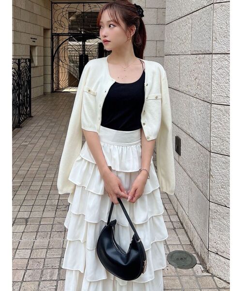 RESEXXY（リゼクシー）の「ハイゲージニットカーディガン（カーディガン/ボレロ・レディース・ホワイト/ピンク/ブラック/ネイビー・FREE）」の11枚目の写真