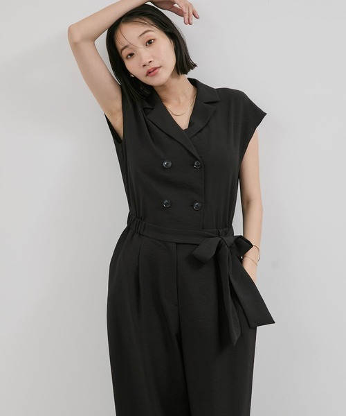 VIS（ビス）の「エアタン加工リラックスロンパース（サロペット/オーバーオール・レディース・ブラック/ベージュ系その他・FREE）」の16枚目の写真