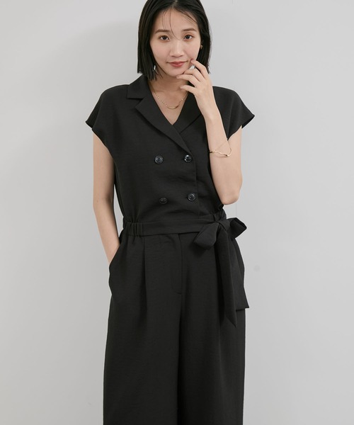 VIS（ビス）の「エアタン加工リラックスロンパース（サロペット/オーバーオール・レディース・ブラック/ベージュ系その他・FREE）」の18枚目の写真