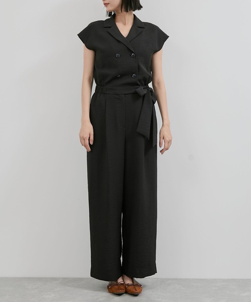 VIS（ビス）の「エアタン加工リラックスロンパース（サロペット/オーバーオール・レディース・ブラック/ベージュ系その他・FREE）」の19枚目の写真