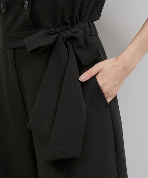 VIS（ビス）の「エアタン加工リラックスロンパース（サロペット/オーバーオール・レディース・ブラック/ベージュ系その他・FREE）」の3枚目の写真