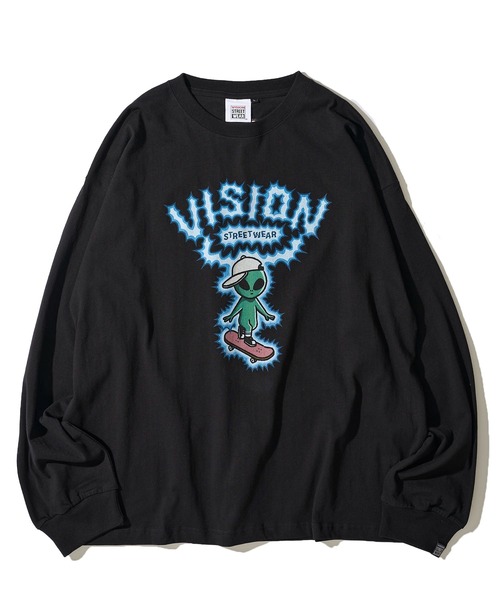 VISION STREET WEAR（ヴィジョンストリートウェア）の「【VISION STREET WEAR】オリジナルグラフィック スケーター エイリアン フロントプリント ロングスリーブTシャツ（Tシャツ/カットソー・レディース・ホワイト/ライトグレー/ブラック・MEDIUM/LARGE/X-LARGE）」の6枚目の写真