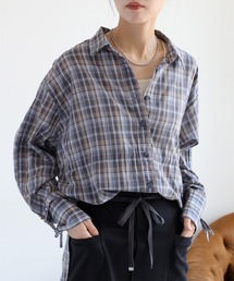 チェックドロストシャーリングシアーシャツ