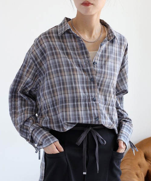 セール】チェックドロストシャーリングシアーシャツ（シャツ