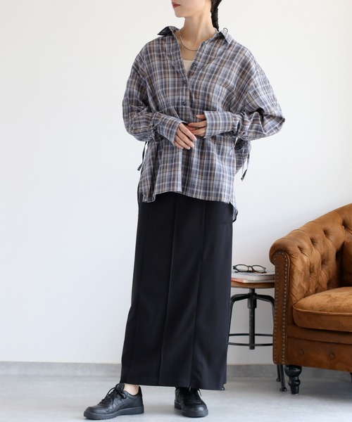 cepo(セポ)の「チェックドロストシャーリングシアーシャツ(シャツ/ブラウス・レディース・ブルー系/イエロー系/ブラウン系・M)」の22枚目の写真