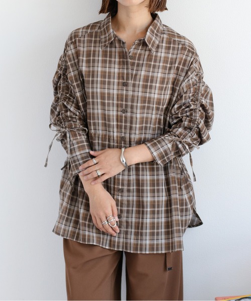 cepo(セポ)の「チェックドロストシャーリングシアーシャツ(シャツ/ブラウス・レディース・ブルー系/イエロー系/ブラウン系・M)」の15枚目の写真