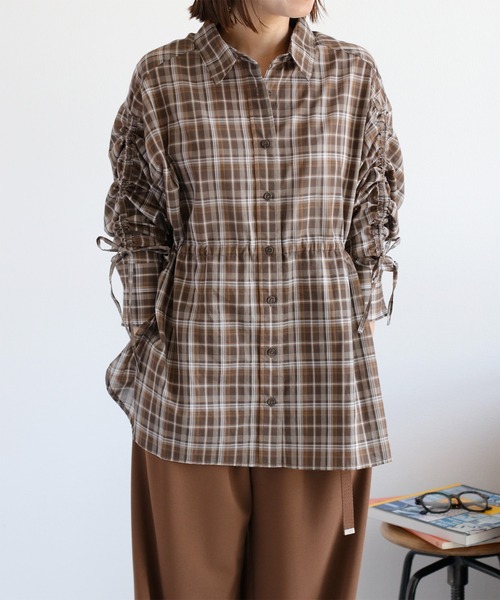 cepo(セポ)の「チェックドロストシャーリングシアーシャツ(シャツ/ブラウス・レディース・ブルー系/イエロー系/ブラウン系・M)」の20枚目の写真