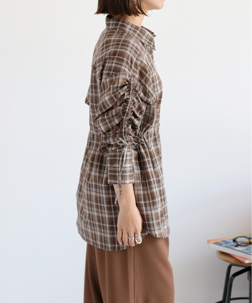 cepo(セポ)の「チェックドロストシャーリングシアーシャツ(シャツ/ブラウス・レディース・ブルー系/イエロー系/ブラウン系・M)」の19枚目の写真