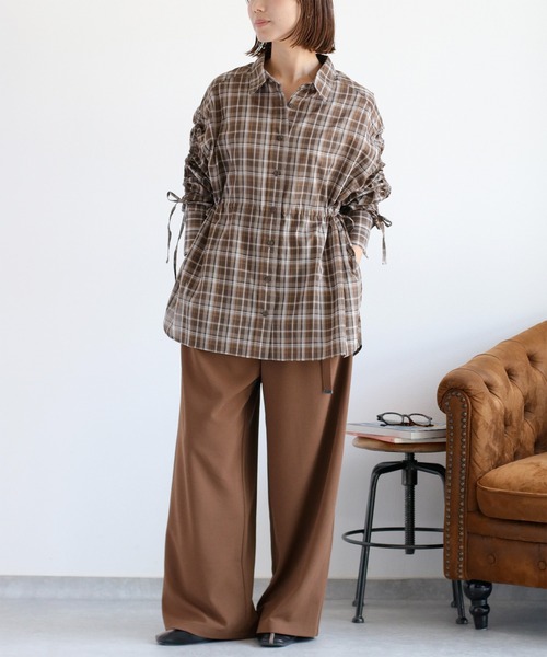 セール】チェックドロストシャーリングシアーシャツ（シャツ
