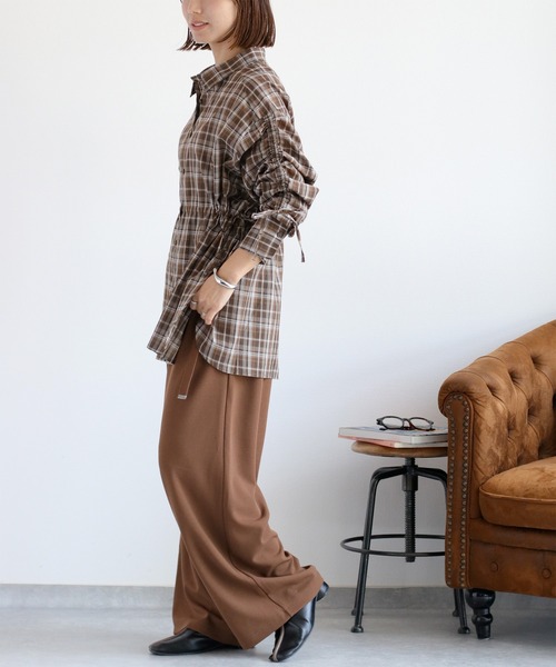 cepo(セポ)の「チェックドロストシャーリングシアーシャツ(シャツ/ブラウス・レディース・ブルー系/イエロー系/ブラウン系・M)」の11枚目の写真