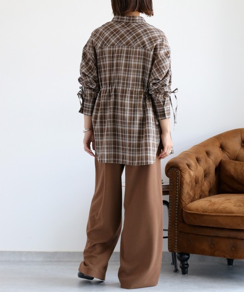 cepo(セポ)の「チェックドロストシャーリングシアーシャツ(シャツ/ブラウス・レディース・ブルー系/イエロー系/ブラウン系・M)」の12枚目の写真