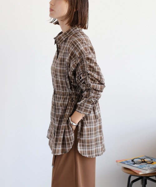 cepo(セポ)の「チェックドロストシャーリングシアーシャツ(シャツ/ブラウス・レディース・ブルー系/イエロー系/ブラウン系・M)」の17枚目の写真