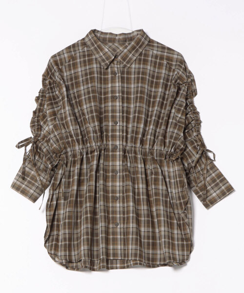 cepo(セポ)の「チェックドロストシャーリングシアーシャツ(シャツ/ブラウス・レディース・ブルー系/イエロー系/ブラウン系・M)」の6枚目の写真