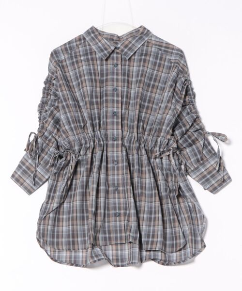 cepo(セポ)の「チェックドロストシャーリングシアーシャツ(シャツ/ブラウス・レディース・ブルー系/イエロー系/ブラウン系・M)」の7枚目の写真