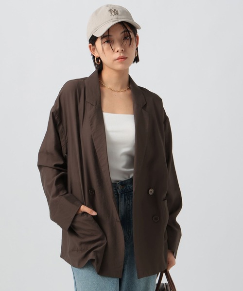 セール】[夏から秋まで着られる]ダブルブレストシアージャケット