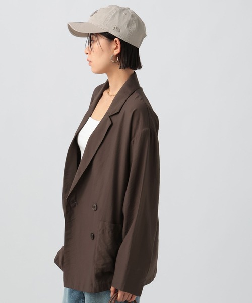 BAYFLOW（ベイフロー）の「[夏から秋まで着られる]ダブルブレストシアージャケット（テーラードジャケット・レディース・ダークブラウン/ブラック/グレイッシュベージュ・SMALL/MEDIUM）」の15枚目の写真
