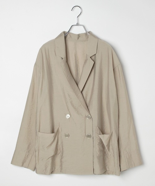 BAYFLOW（ベイフロー）の「[夏から秋まで着られる]ダブルブレストシアージャケット（テーラードジャケット・レディース・ダークブラウン/ブラック/グレイッシュベージュ・SMALL/MEDIUM）」の17枚目の写真