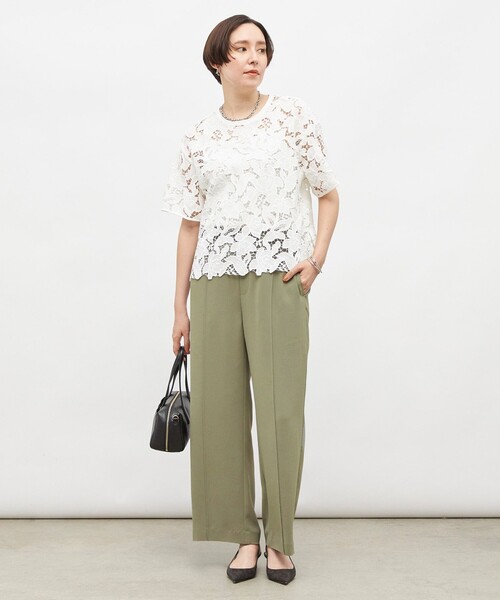 NOLLEY’S Sophi(ノーリーズソフィ)の「レースTブラウス(シャツ/ブラウス・レディース・ブラック/ホワイト・38)」の3枚目の写真