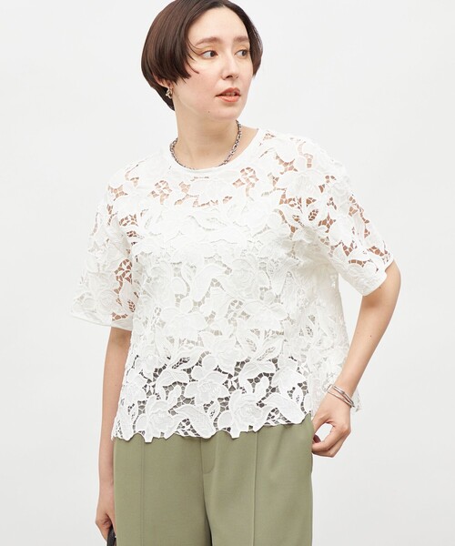 NOLLEY’S Sophi(ノーリーズソフィ)の「レースTブラウス(シャツ/ブラウス・レディース・ブラック/ホワイト・38)」の8枚目の写真