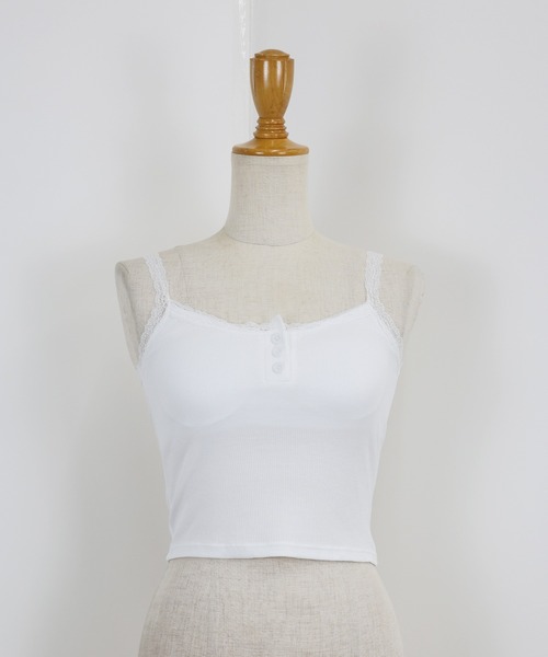 BLUEEAST（ブルーイースト）の「カップ付きレースストラップキャミソール（キャミソール・レディース・ホワイト/グレー/ブラック・MEDIUM）」の14枚目の写真