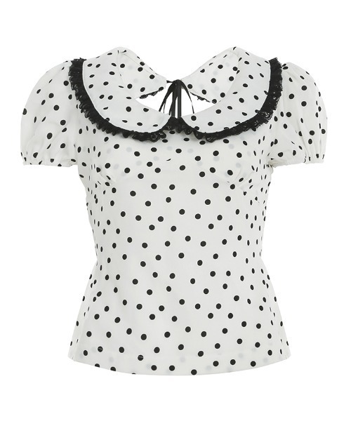 gossip!ロサンゼルス(ゴシップロサンゼルス)の「Y2K ラウンドカラー ドット柄パフスリーブブラウス(Tシャツ/カットソー・レディース・ドット・FREE)」の14枚目の写真