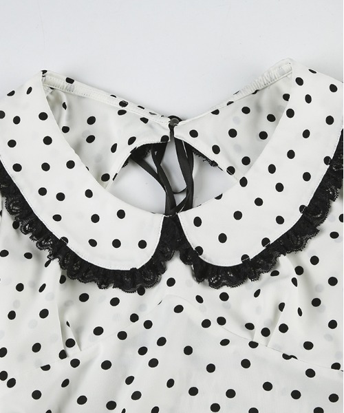 gossip!ロサンゼルス(ゴシップロサンゼルス)の「Y2K ラウンドカラー ドット柄パフスリーブブラウス(Tシャツ/カットソー・レディース・ドット・FREE)」の9枚目の写真