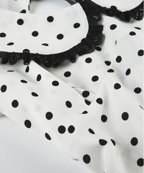 gossip!ロサンゼルス(ゴシップロサンゼルス)の「Y2K ラウンドカラー ドット柄パフスリーブブラウス(Tシャツ/カットソー・レディース・ドット・FREE)」の7枚目の写真