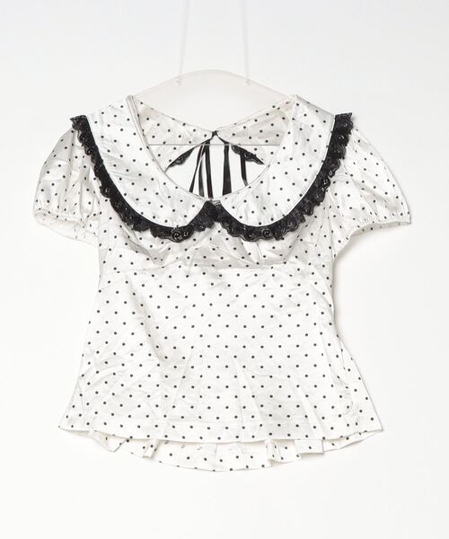 gossip!ロサンゼルス(ゴシップロサンゼルス)の「Y2K ラウンドカラー ドット柄パフスリーブブラウス(Tシャツ/カットソー・レディース・ドット・FREE)」の4枚目の写真